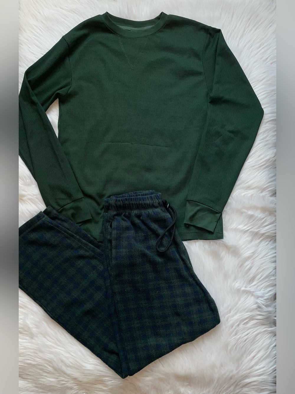 Sahara Club pajama set men’s S small green plaid pjs pajamas long sleeve warm